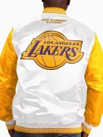 Los Angeles Lakers White Yellow Satin Varsity Jacket