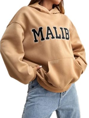 Malibu Beige Fleece Pullover Hoodie