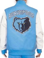 Memphis Grizzlies Animal Patches Blue White Varsity Jacket