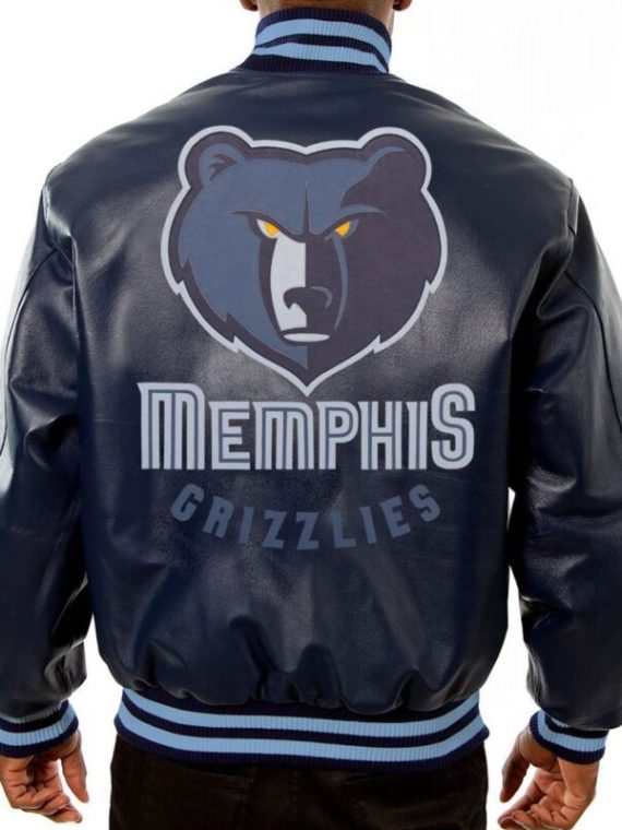 Memphis Grizzlies Blue Leather Varsity Jacket