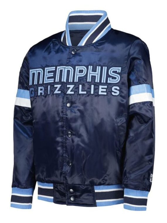 Memphis Grizzlies Home Game Navy Blue Satin Jacket