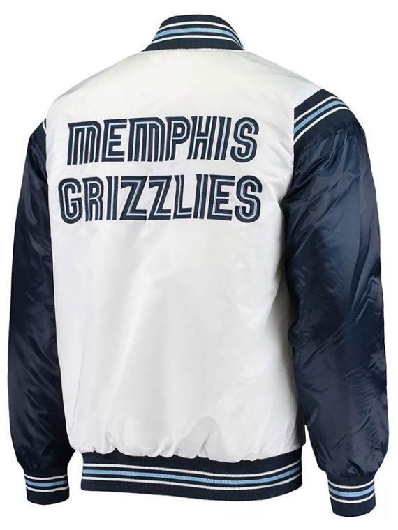 Memphis Grizzlies Renegade White Satin Varsity Jacket