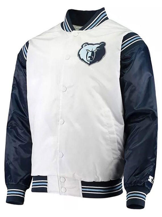 Memphis Grizzlies Renegade White Satin Varsity Jacket
