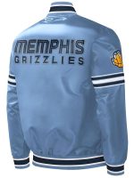 Memphis Grizzlies Slider Light Blue Satin Varsity Jacket