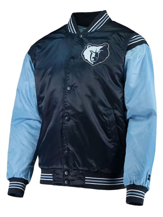 Memphis Grizzlies The Enforcer Blue Satin Varsity Jacket