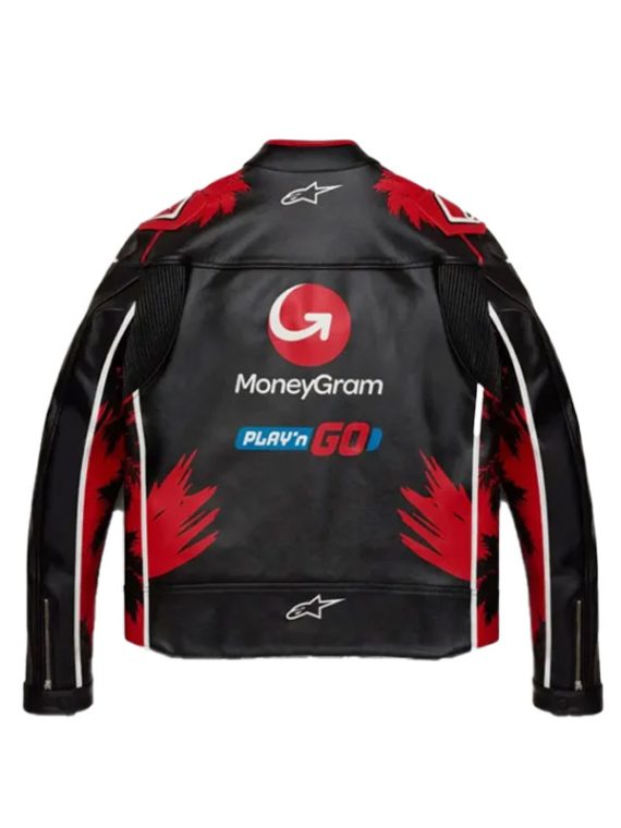 Miami Grand Prix Black Red Leather Jacket