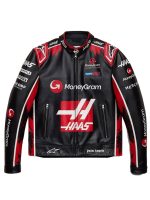 Miami Grand Prix Black Red Leather Jacket