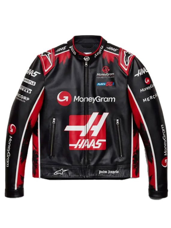 Miami Grand Prix Black Red Leather Jacket