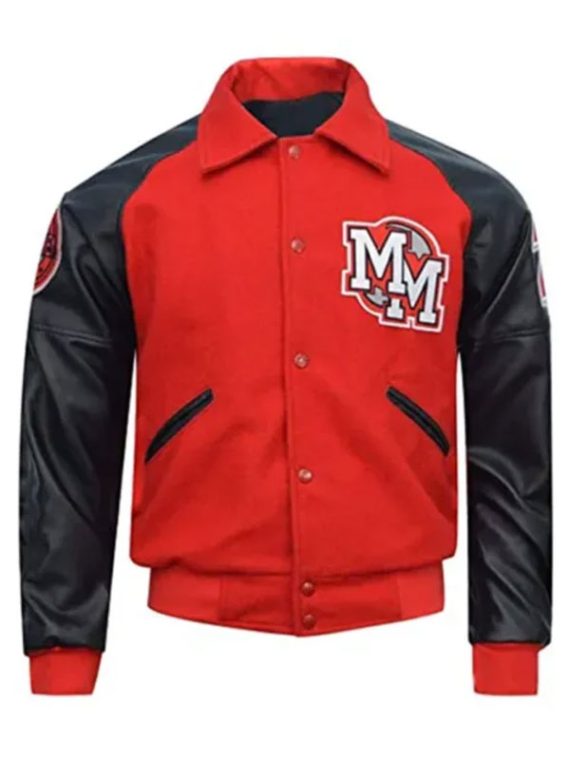 Michael Jackson Mickey Mouse Red Black Varsity Jacket