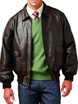 Napa Brown Leather Bomber Jacket