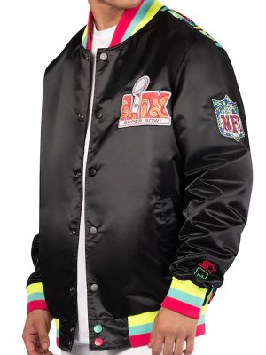 NFL Super Bowl LIX Michael Strahan Black Satin Jacket