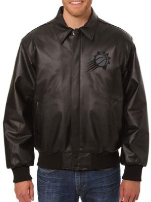 Phoenix Suns Black Leather Jacket