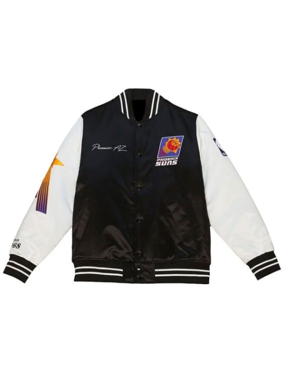 Phoenix Suns Team Origins Black White Satin Jacket