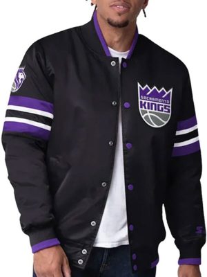 Sacramento Kings Scout Black Satin Varsity Jacket