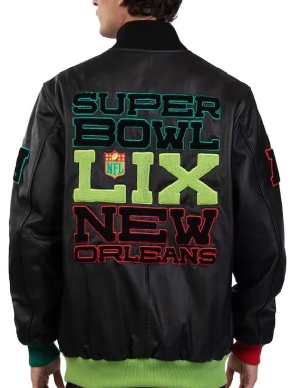Super Bowl LIX Michael Strahan Black Leather Jacket
