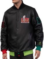 Super Bowl LIX Michael Strahan Black Leather Jacket