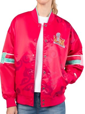 Super Bowl LIX Red Varsity Satin Jacket