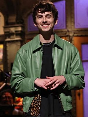 timothee-chalamet-green-leather-bomber-jacket-1