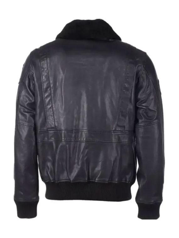 Top Gun Aviator Air Force Military Lamskin Black Leather Jacket