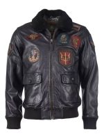 Top Gun Aviator Air Force Military Lamskin Black Leather Jacket