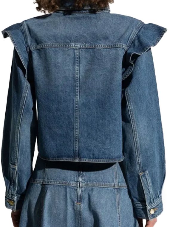 Ulla Johnson Ruffle Detail Blue Denim Shirt
