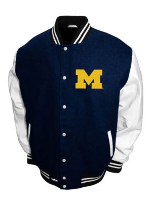 University Of Michigan Blue White Varsity Jacket