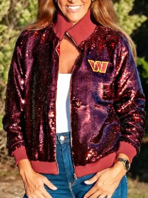 Washington Commanders Red Sequin Varsity Jacket