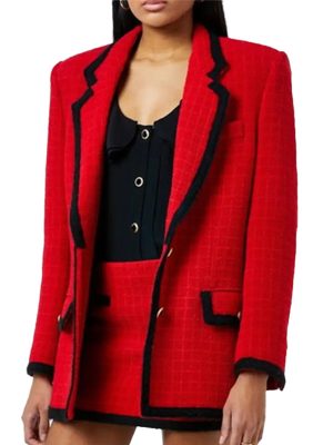 Woman's Alessandra Rich Boucle Red Blazer