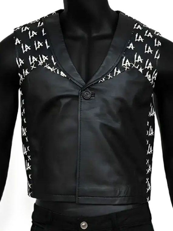 WWE LA Knight Black Leather Vest