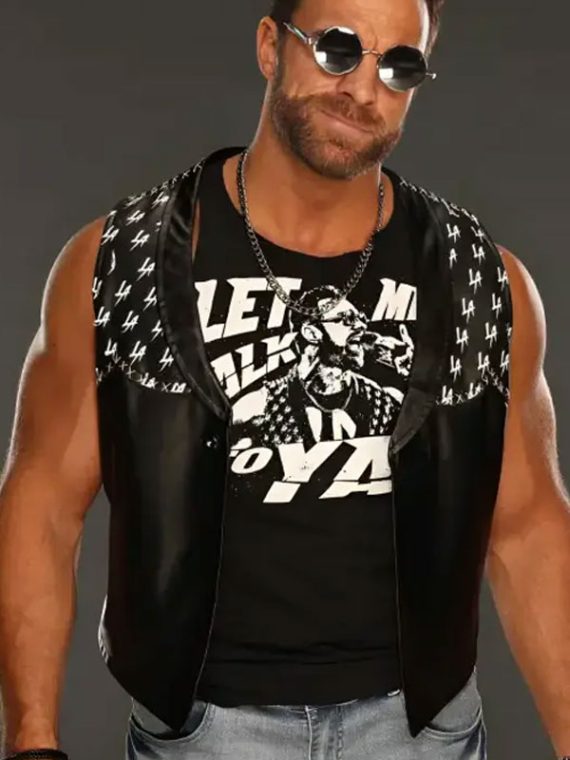 WWE LA Knight Black Leather Vest