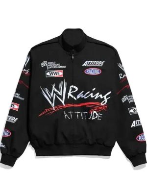 WWE Racing Attitude Black Cotton Bomber Jacket